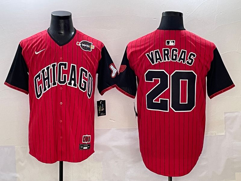 Men 2025 Chicago White Sox 20 Vargas Red Stripe Joint Name Nike MLB Jersey style 5